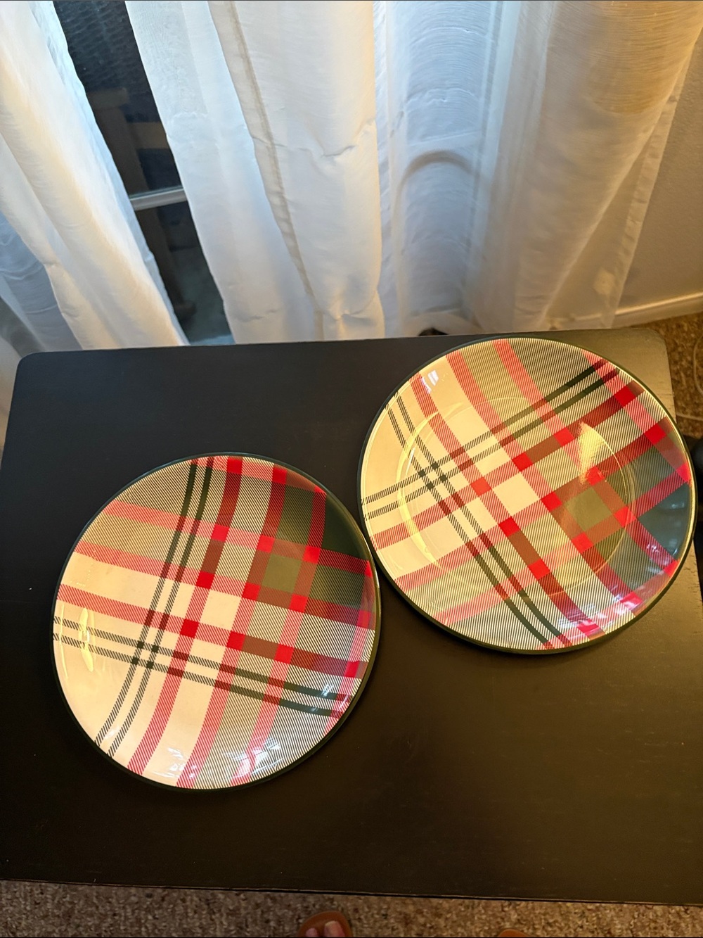 Plaid Pattern Ceramic Dinner Plates - Red & Green Hearth & Home 2024